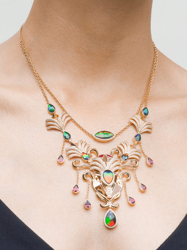 Yillina Scarab Ammolite Statement Necklace - Image 2